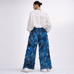 Wearable Ruins Blue Shredded Wide Leg Colored denim pants