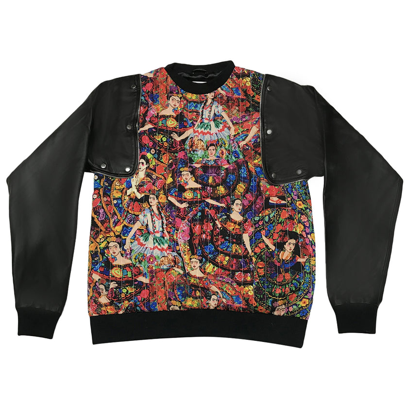 Detachable Leather Cotton Hybrid Sweatshirt