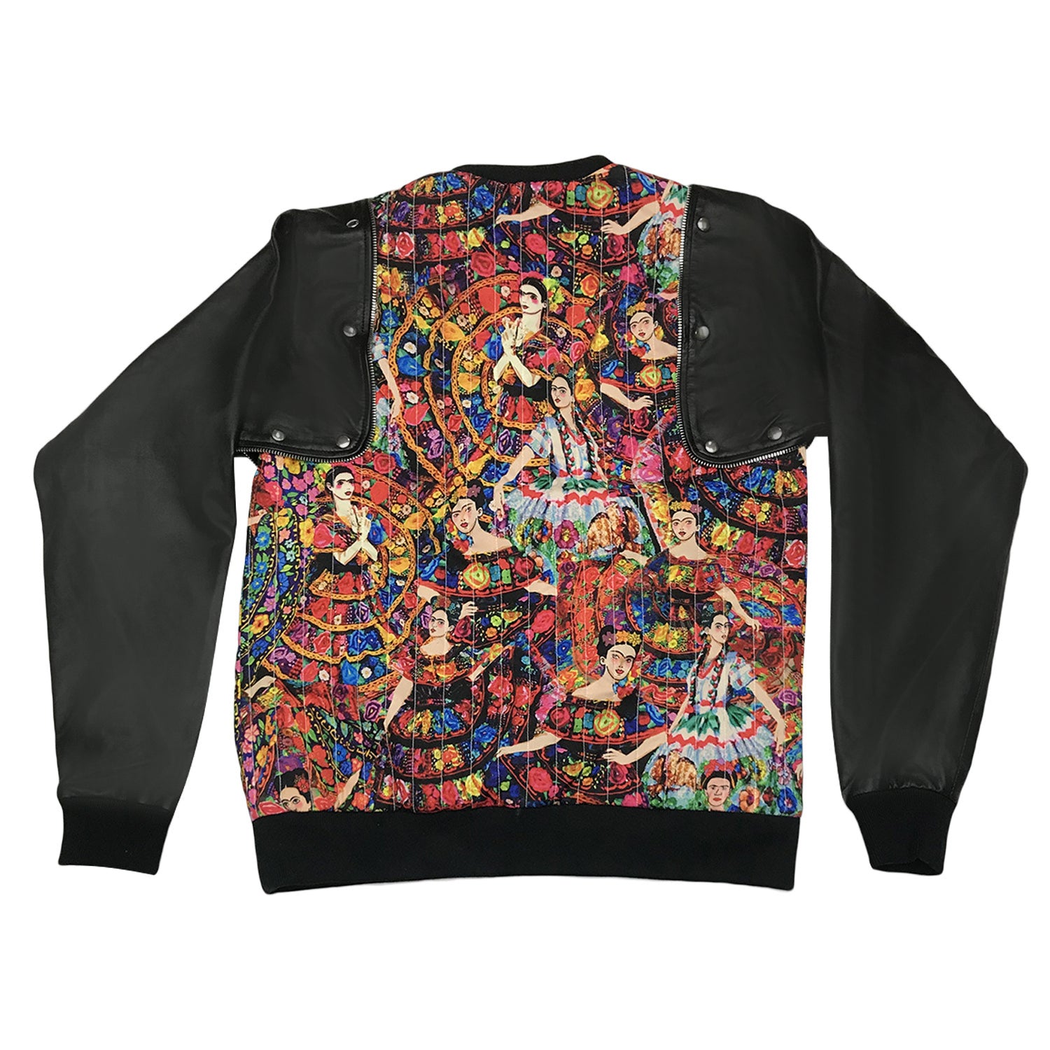 Detachable Leather Cotton Hybrid Sweatshirt