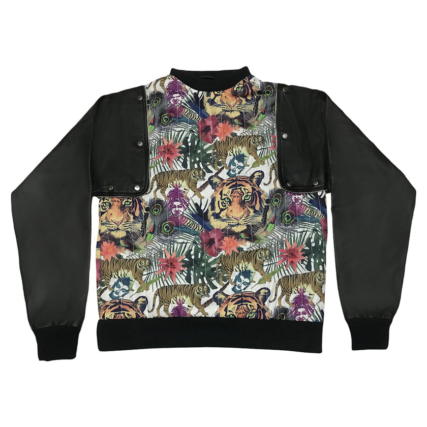 Detachable Leather Cotton Hybrid Sweatshirt A