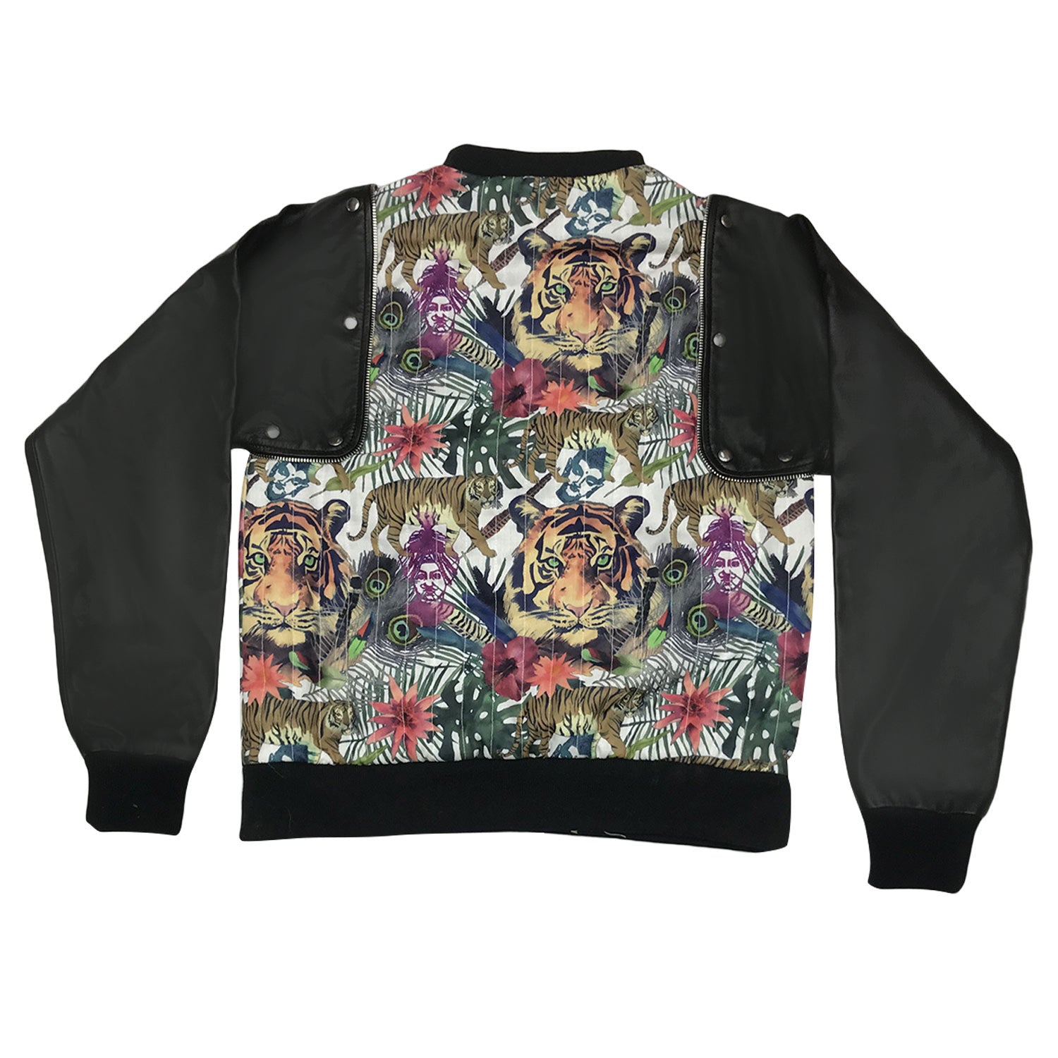 Detachable Leather Cotton Hybrid Sweatshirt A