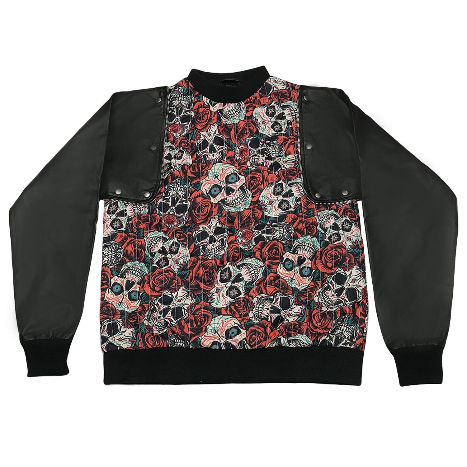 Detachable Leather Cotton Hybrid Sweatshirt B