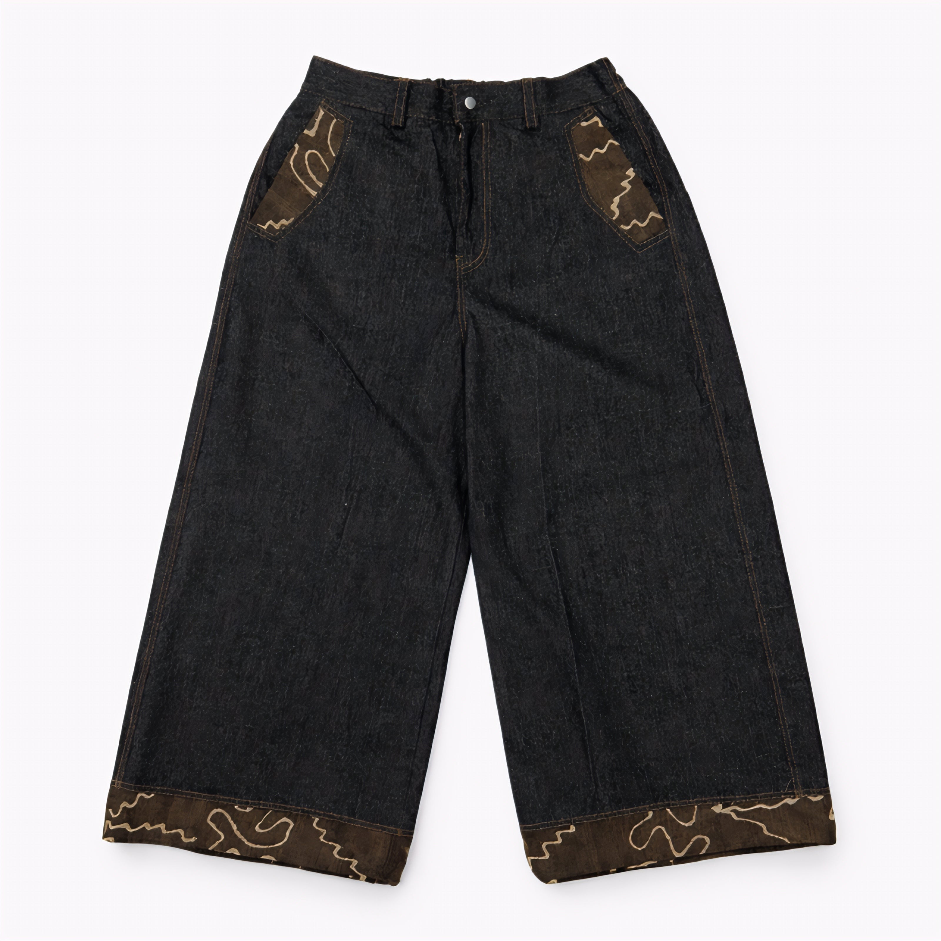 Blended Denim Wide Leg Jeans