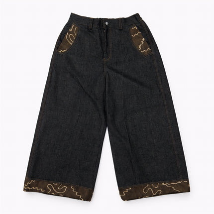 Blended Denim Wide Leg Jeans