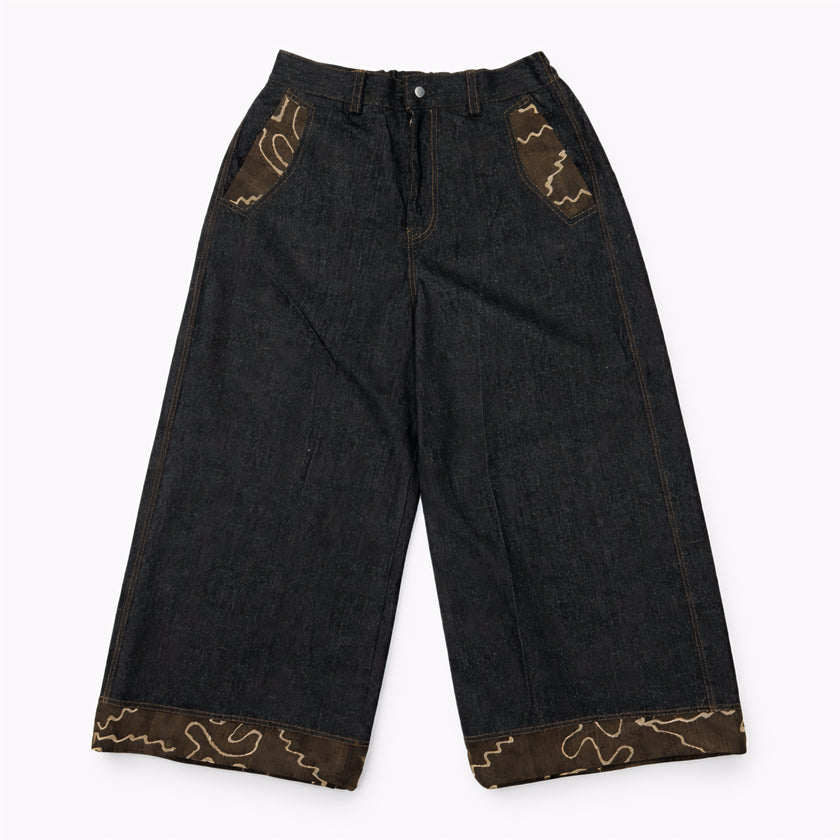 Blended Denim Wide Leg Jeans