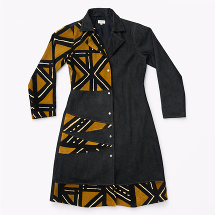 Blended Denim Long Coat