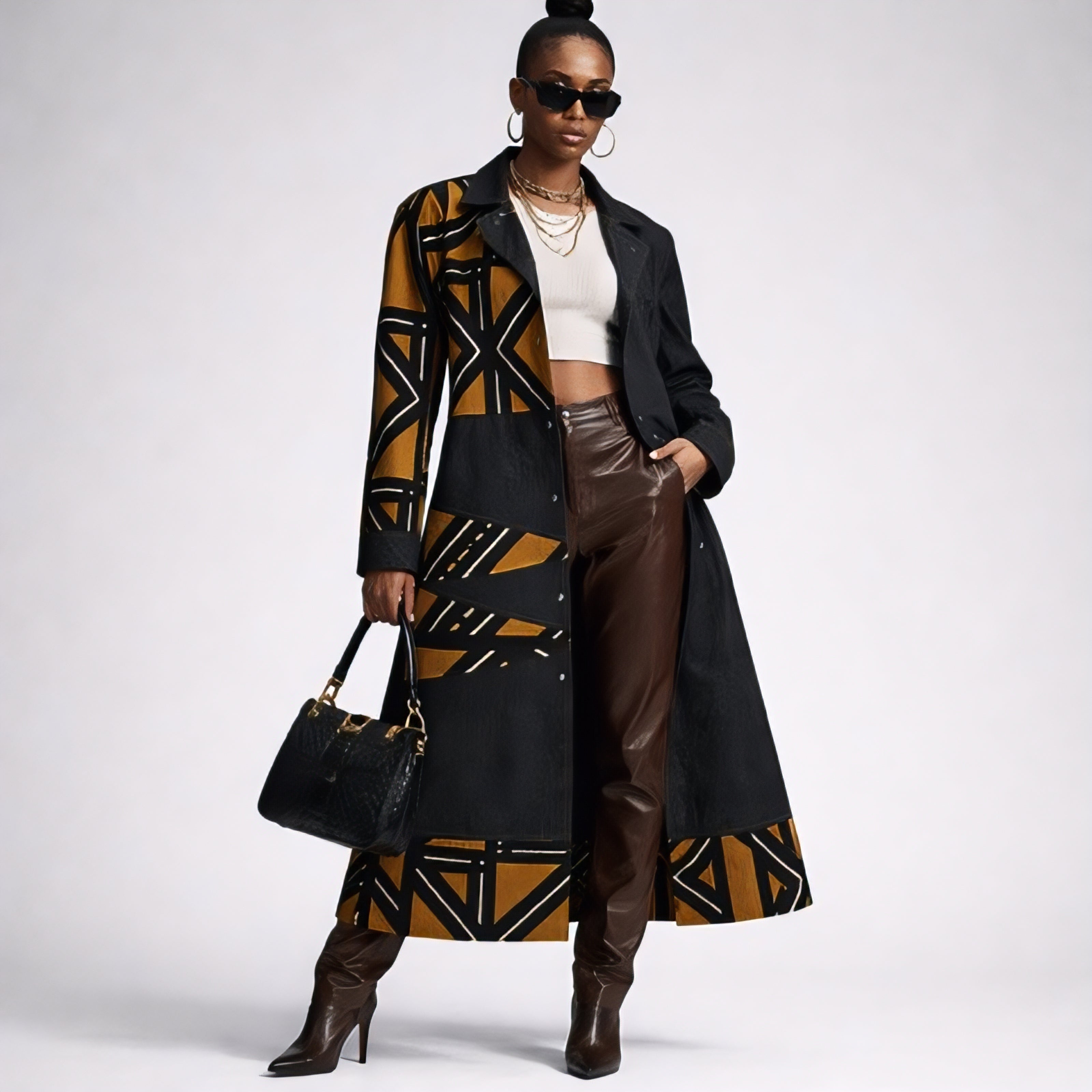Blended Denim Long Coat
