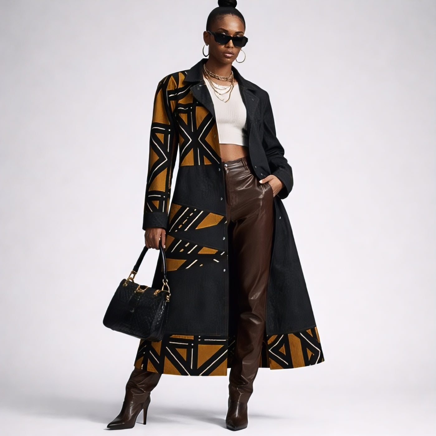 Blended Denim Long Coat