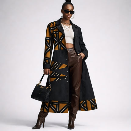 Blended Denim Long Coat