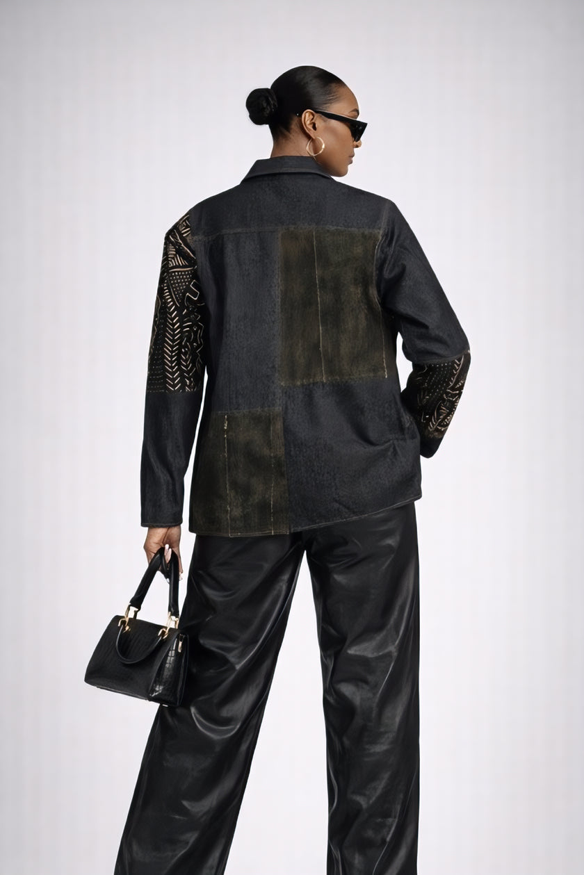 Blended Denim Zipper Jacket
