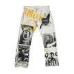Frayed Fusion Denim Printed Jeans