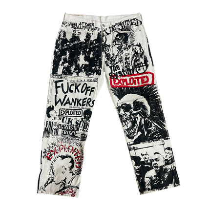 Frayed Fusion Denim Printed Jeans B