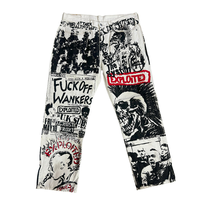 Frayed Fusion Denim Printed Jeans B