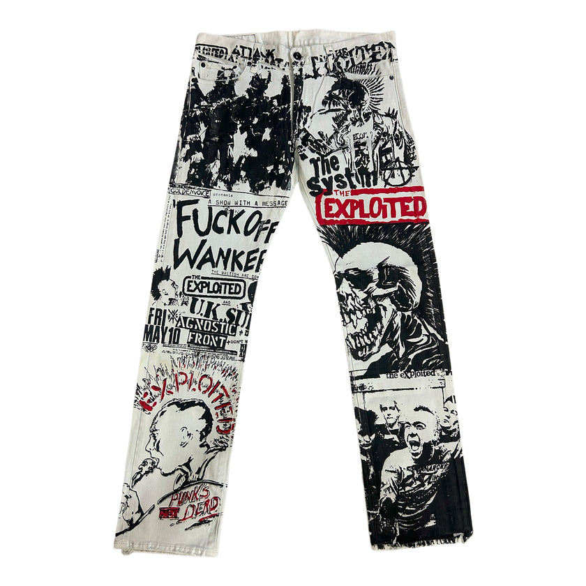 Frayed Fusion Denim Printed Jeans C