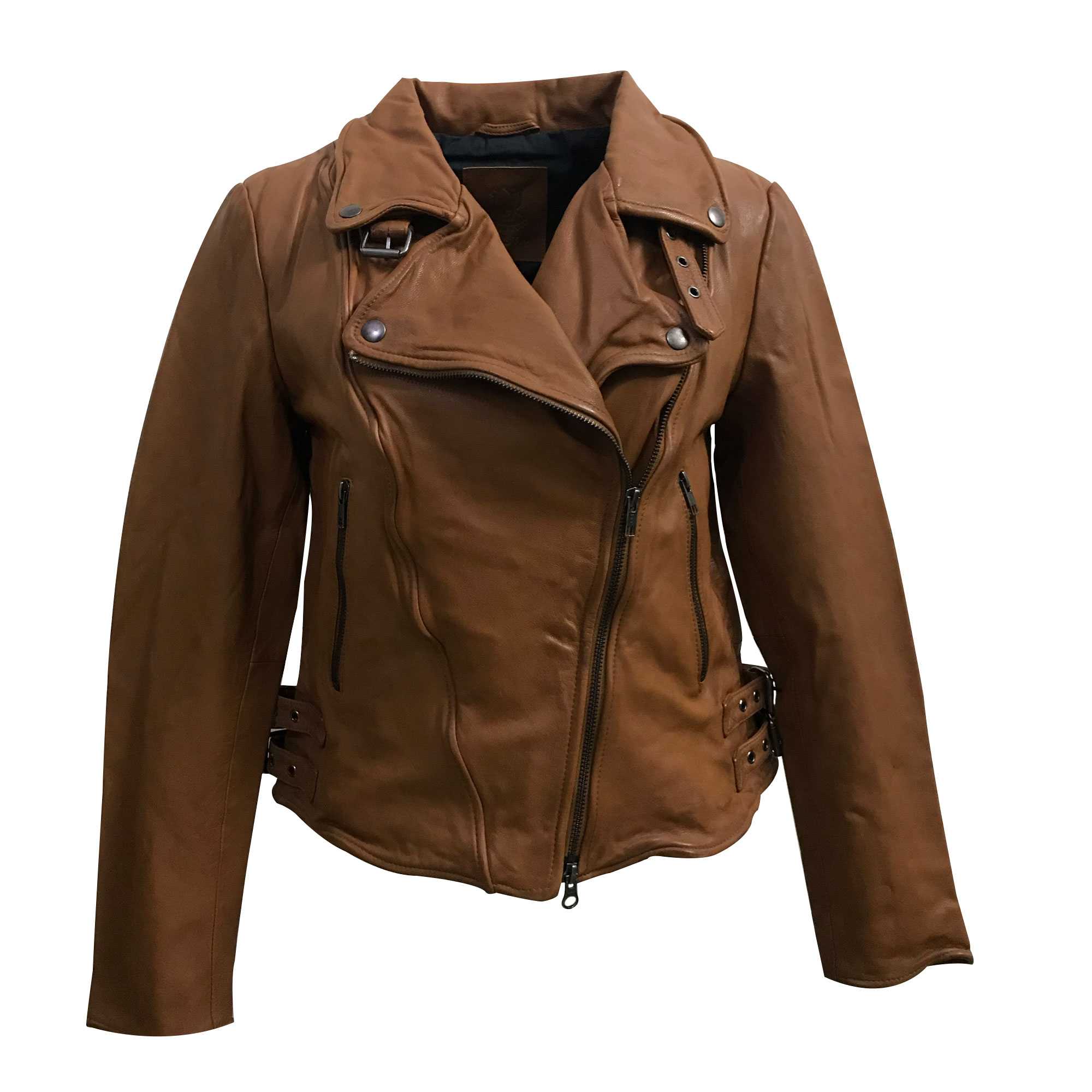 Rusty Nail Brown Biker Leather Jacket