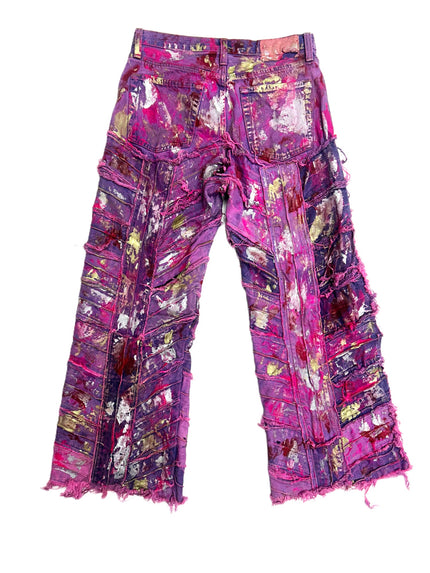 Wearable Ruins Pink Wide Leg Denim Pants Two