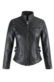 Hand-Painted Women Leather Biker Jacket