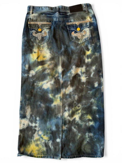 Tie Dye Denim  Long Skirt A