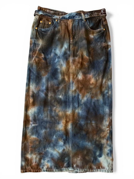 Tie Dye Denim  Long Skirt