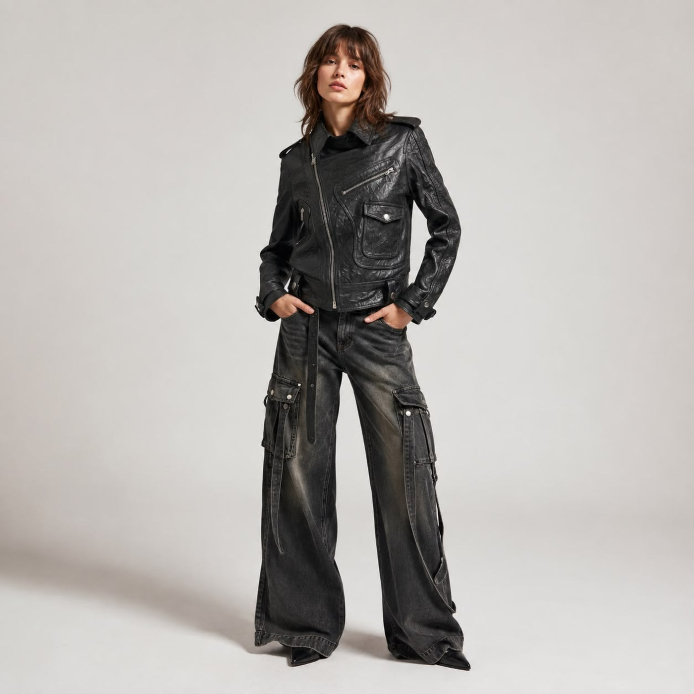 The Sentinel Women Leather Biker Jacket