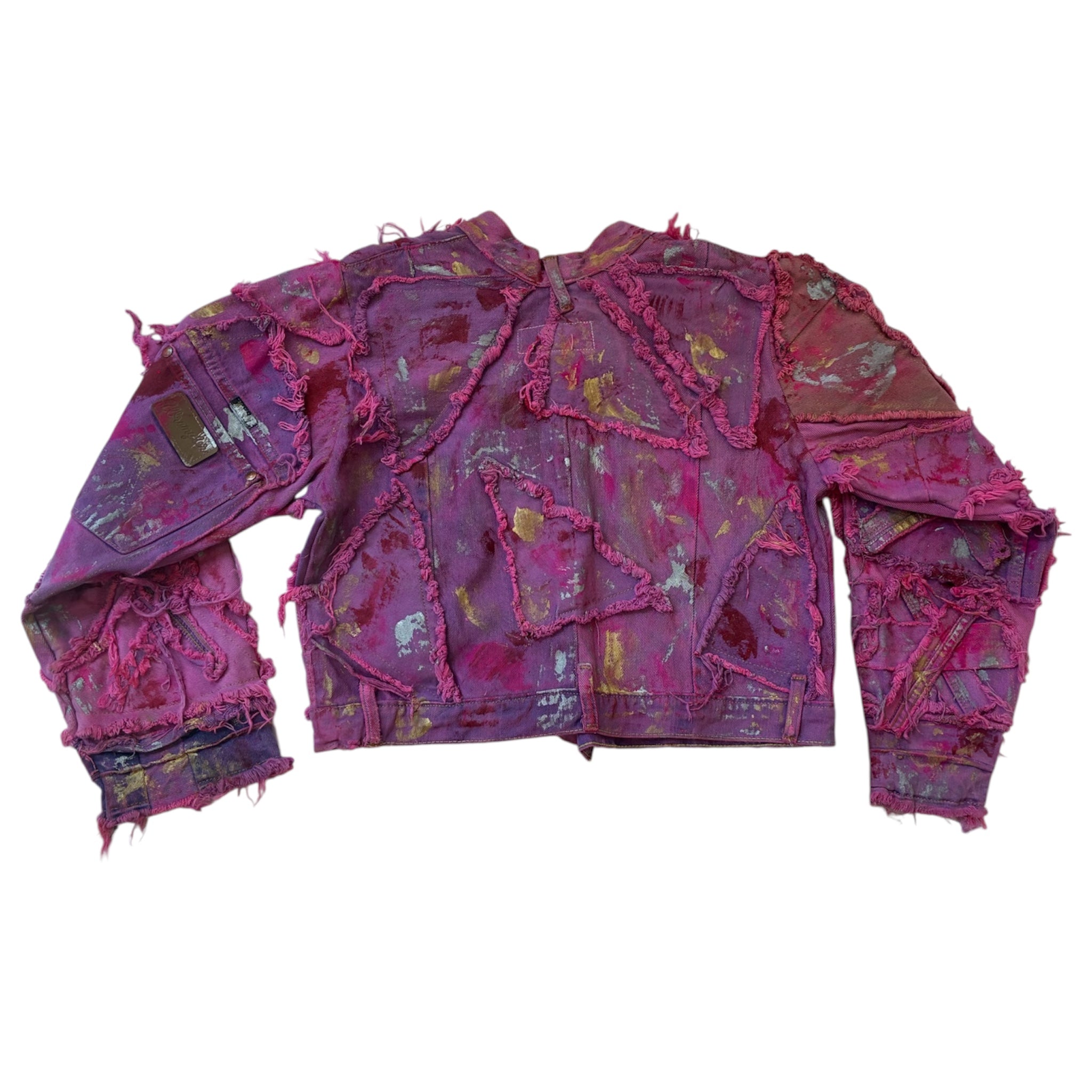 Wearable Ruins Pink Shredded Denim Crop Jacket