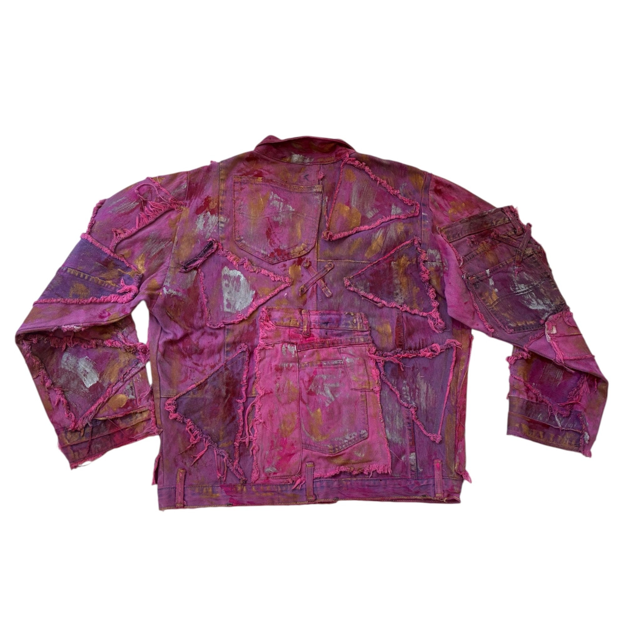 Wearable Ruins Pink Shredded Denim Jacket