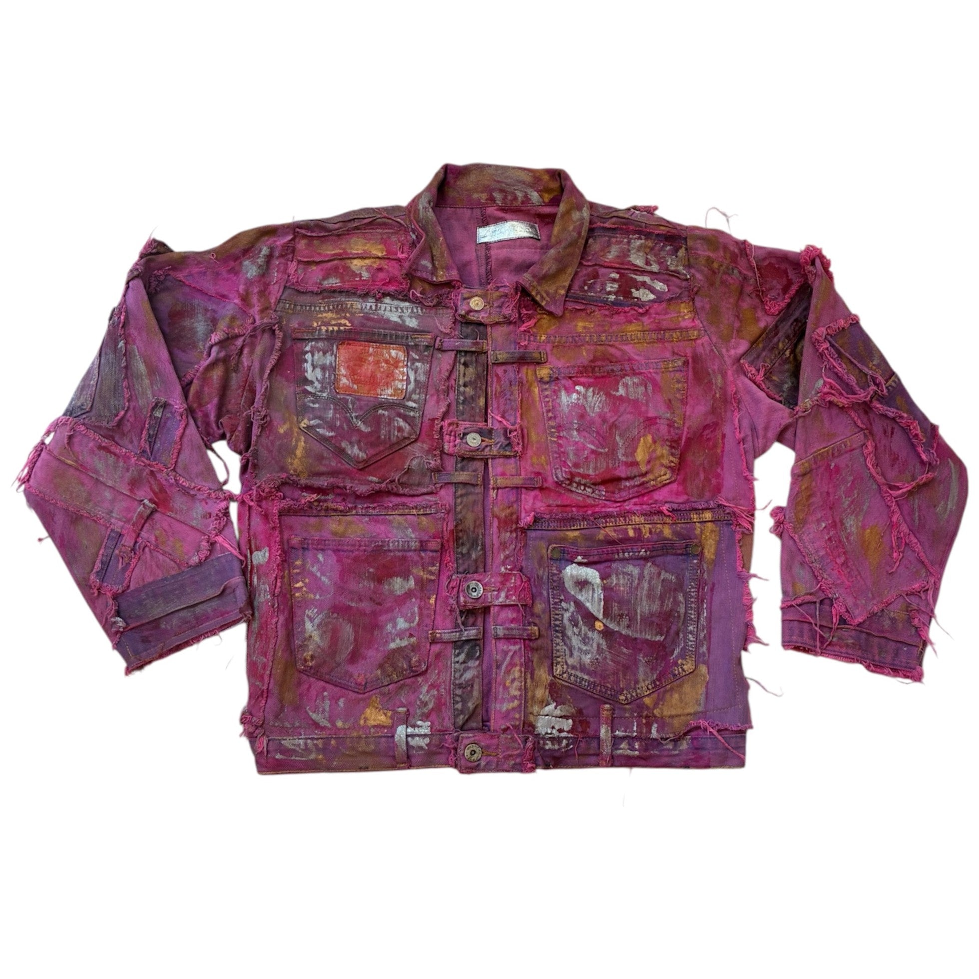 Wearable Ruins Pink Shredded Denim Jacket