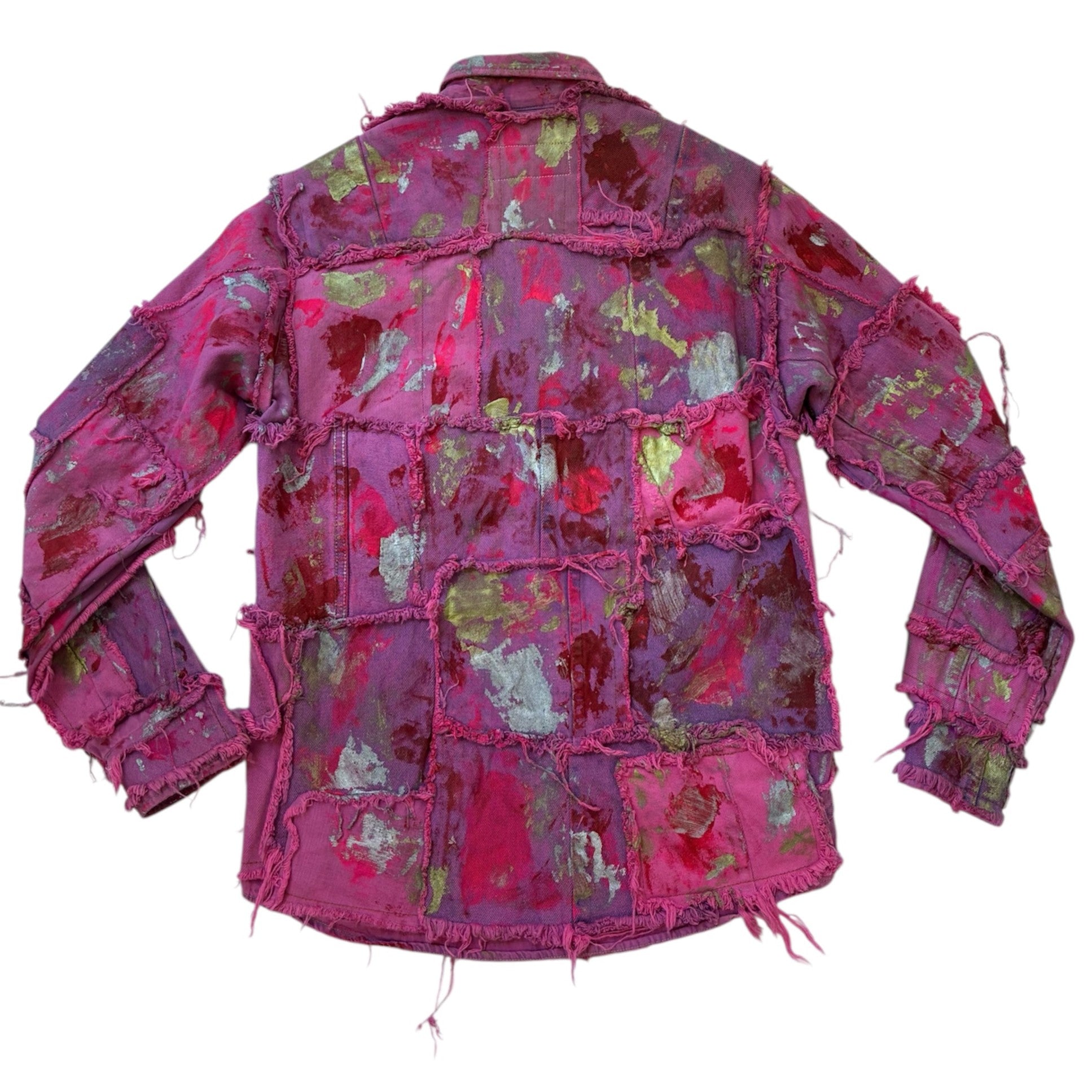 Wearable Ruins Pink Shredded Denim Colored Jacket