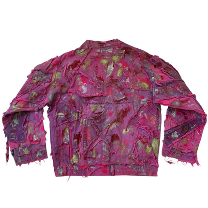 Wearable Ruins Pink Shredded Denim Colored Jacket A