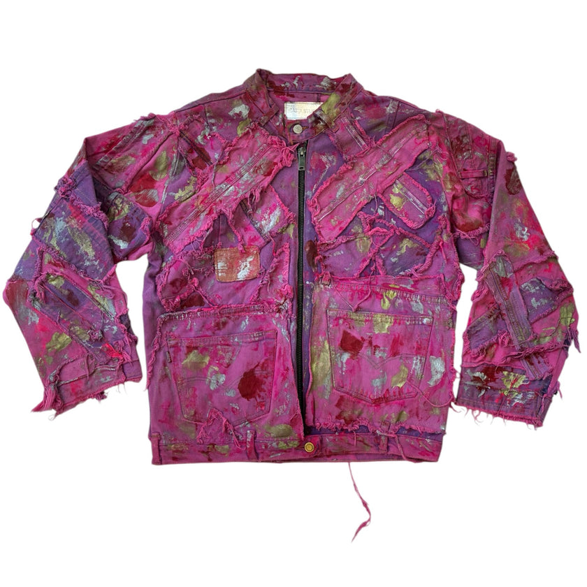 Wearable Ruins Pink Shredded Denim Colored Jacket A