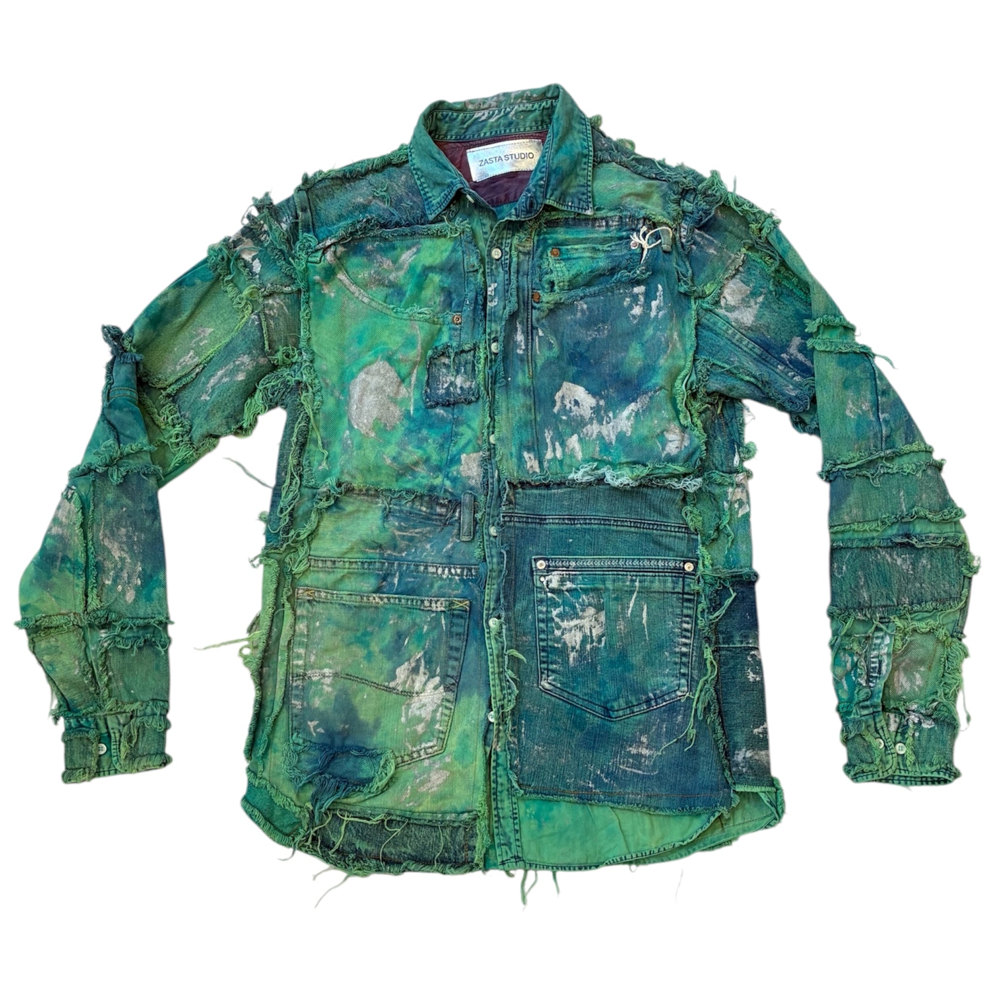 Shredded Denim Colored Shirt C