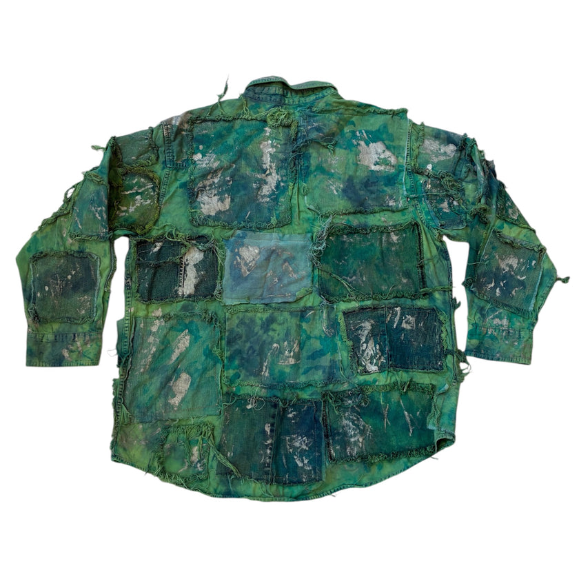 Shredded Denim Colored Shirt D