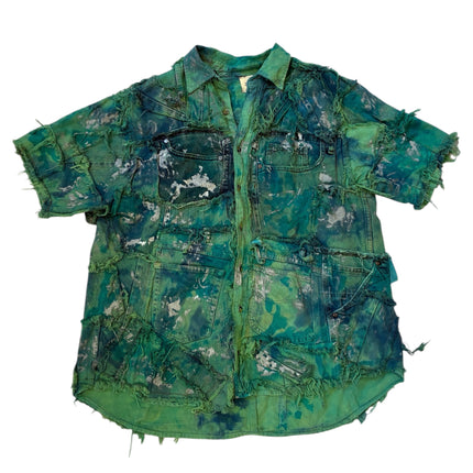 Shredded Denim Colored Shirt D