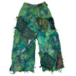 Wearable Ruins Shredded Wide Leg Colored Denim Pants A