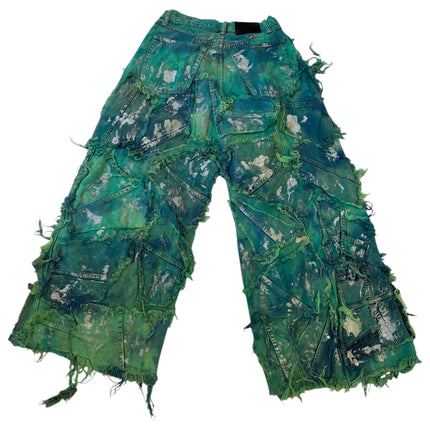 Wearable Ruins Shredded Wide Leg Colored Denim Pants C