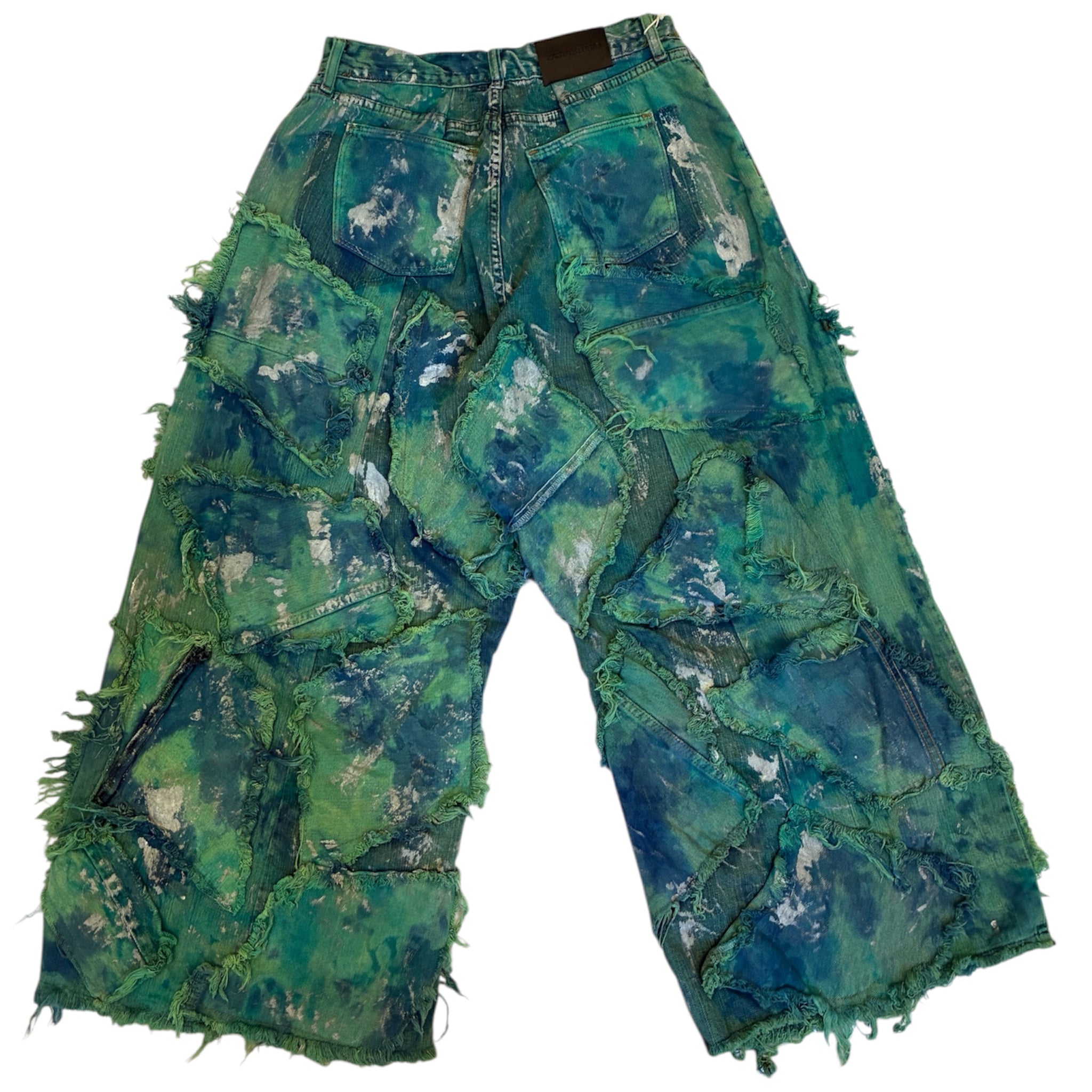 Wearable Ruins Shredded Wide Leg Colored Denim Pants D