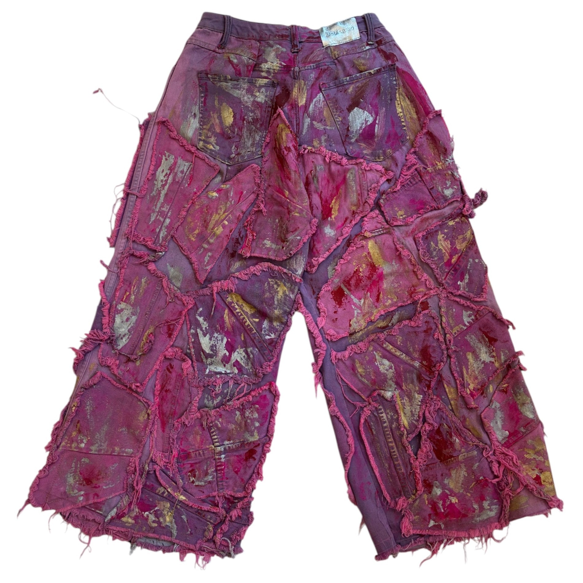 Wearable Ruins Pink Wide Leg Denim Pants One