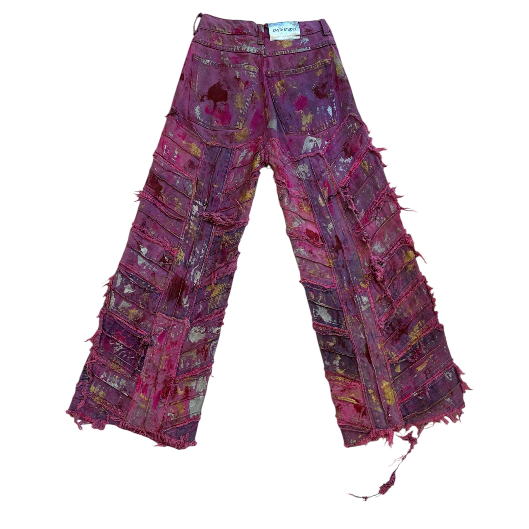 Wearable Ruins Pink Wide Leg Denim Pants Two