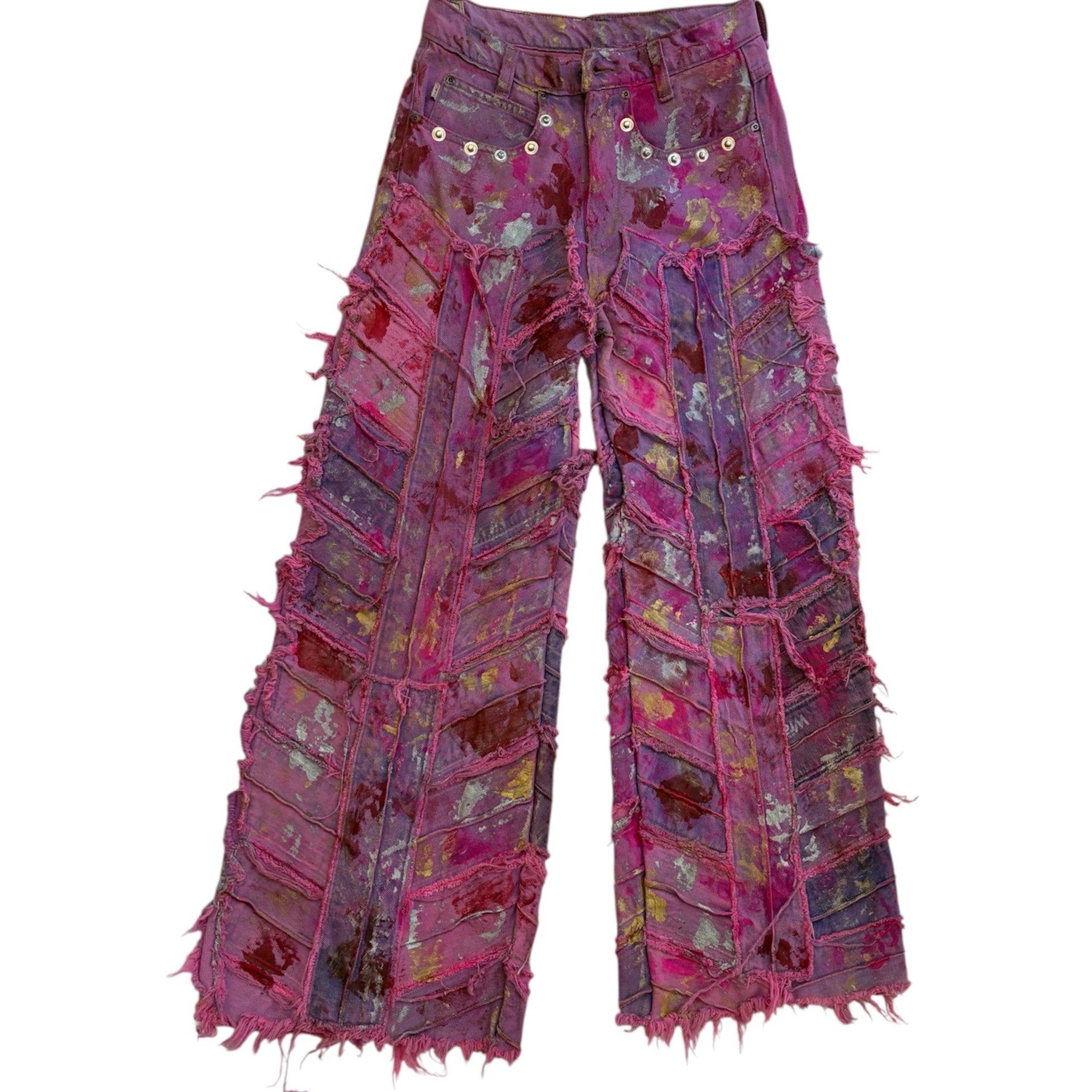 Wearable Ruins Pink Wide Leg Denim Pants Two
