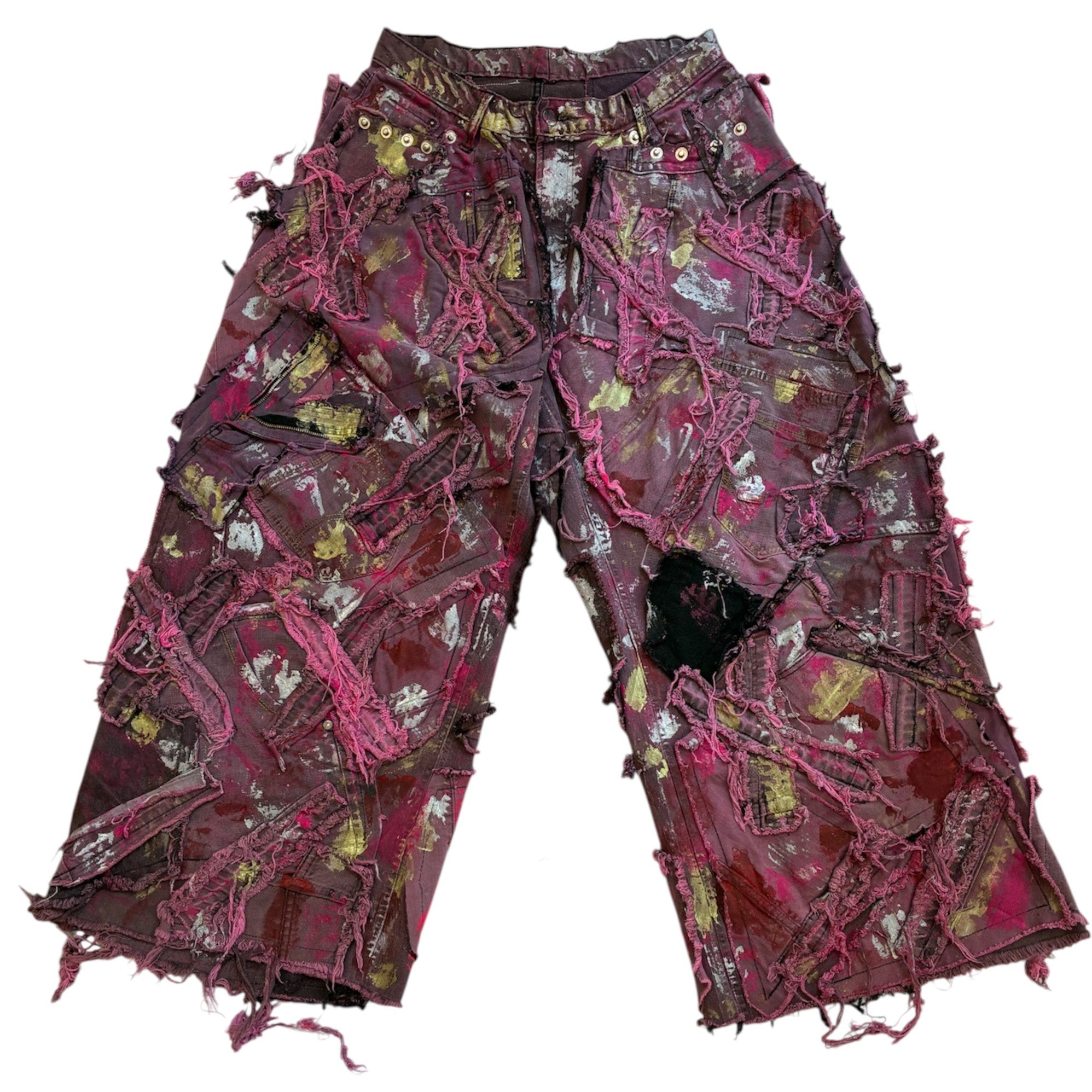 Wearable Ruins Pink Wide Leg Denim Pants Three