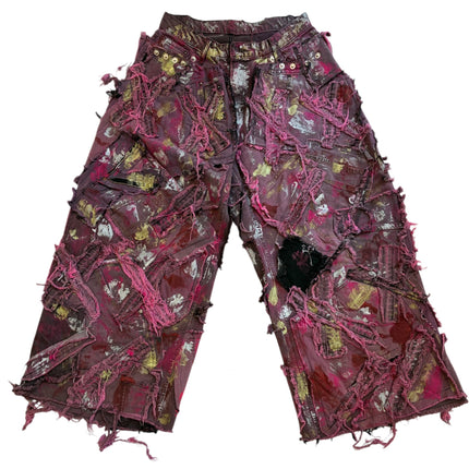 Wearable Ruins Pink Wide Leg Denim Pants Three