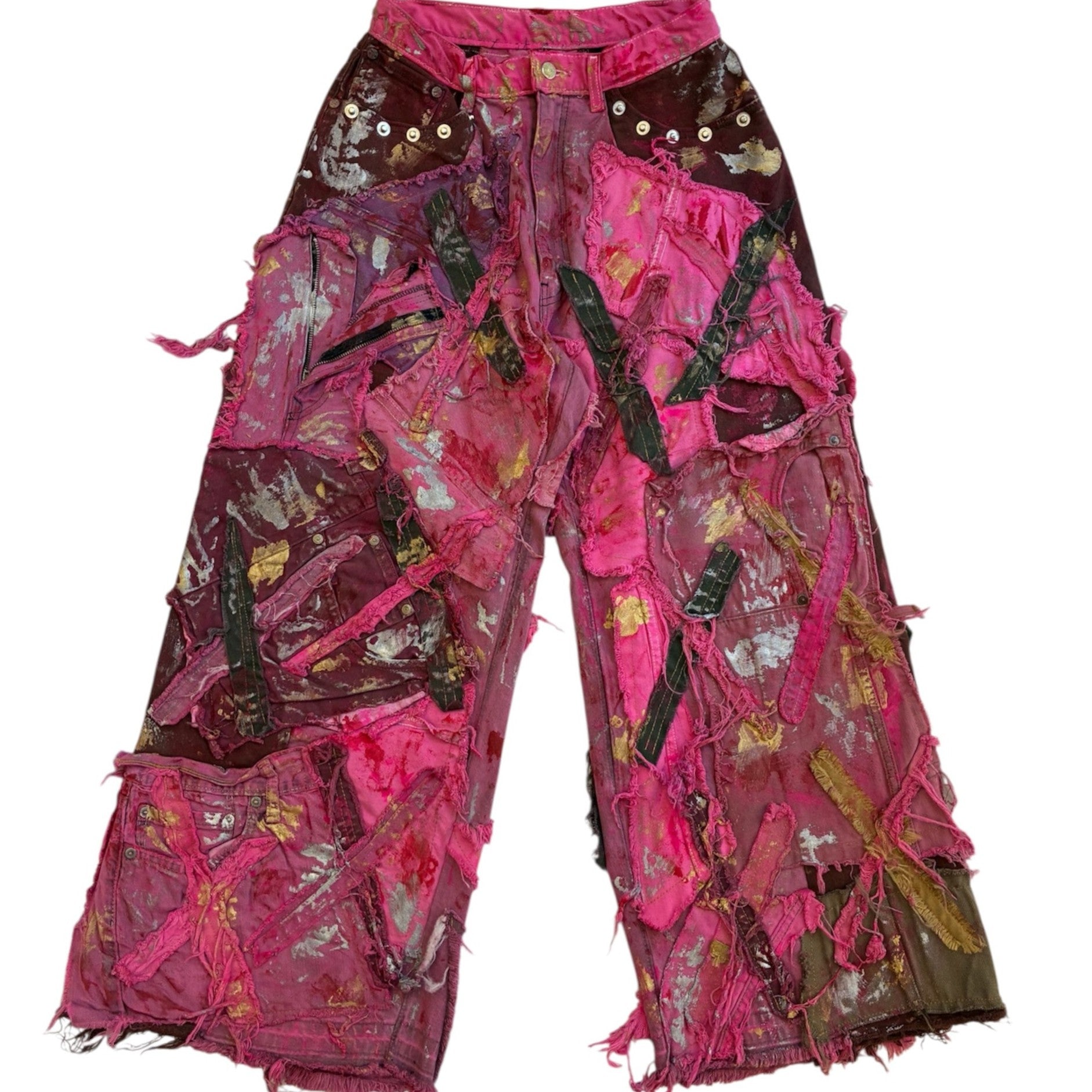 Wearable Ruins Pink Wide Leg Denim Pants Four