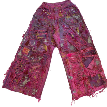 Wearable Ruins Pink Wide Leg Denim Pants Five