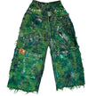 Wearable Ruins Green Shredded Wide Leg Pants A