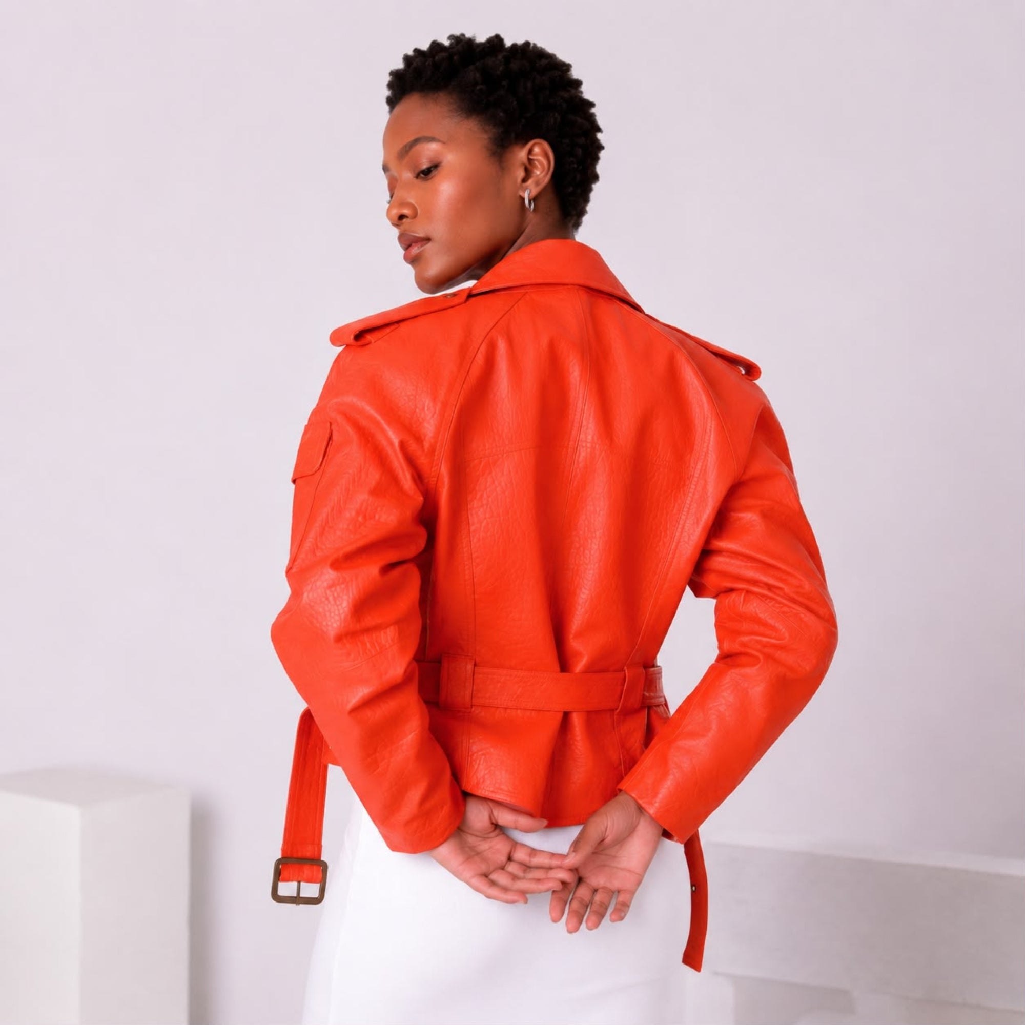 TEQUILA SUNRISE ORANGE BIKER LEATHER JACKET