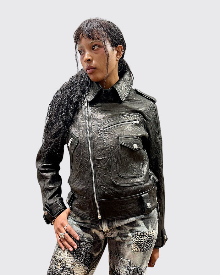 The Sentinel Women Leather Biker Jacket