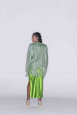 THE LEADER GREEN LEATHER JACKET WITH FRINGES AND BEADS