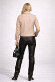 BUBBLE GUM PEACH MULTI POCKET LEATHER JACKET