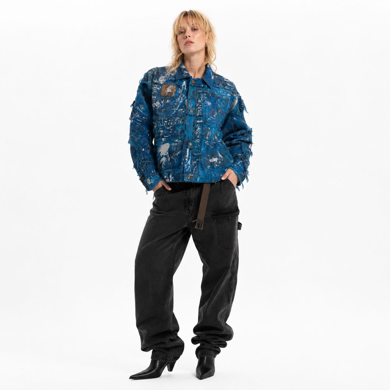 Shredded Denim Colored Shirt  C