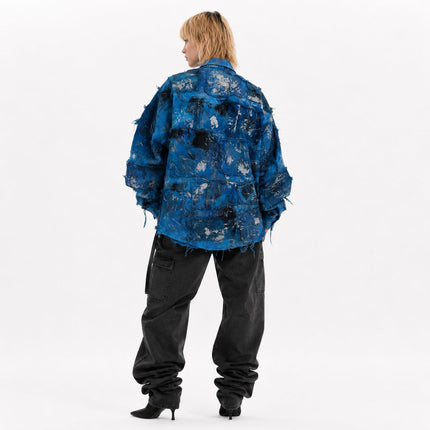 Shredded Denim Colored Shirt D